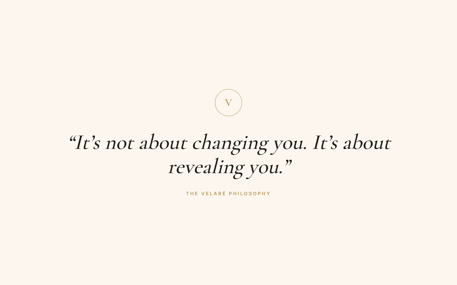 A large italic pull quote under a monogram